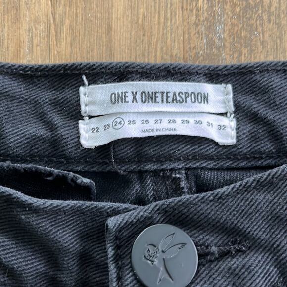 One X OneTeaspoon Black Hawks Denim Shorts Size 24 - Picture 4 of 11